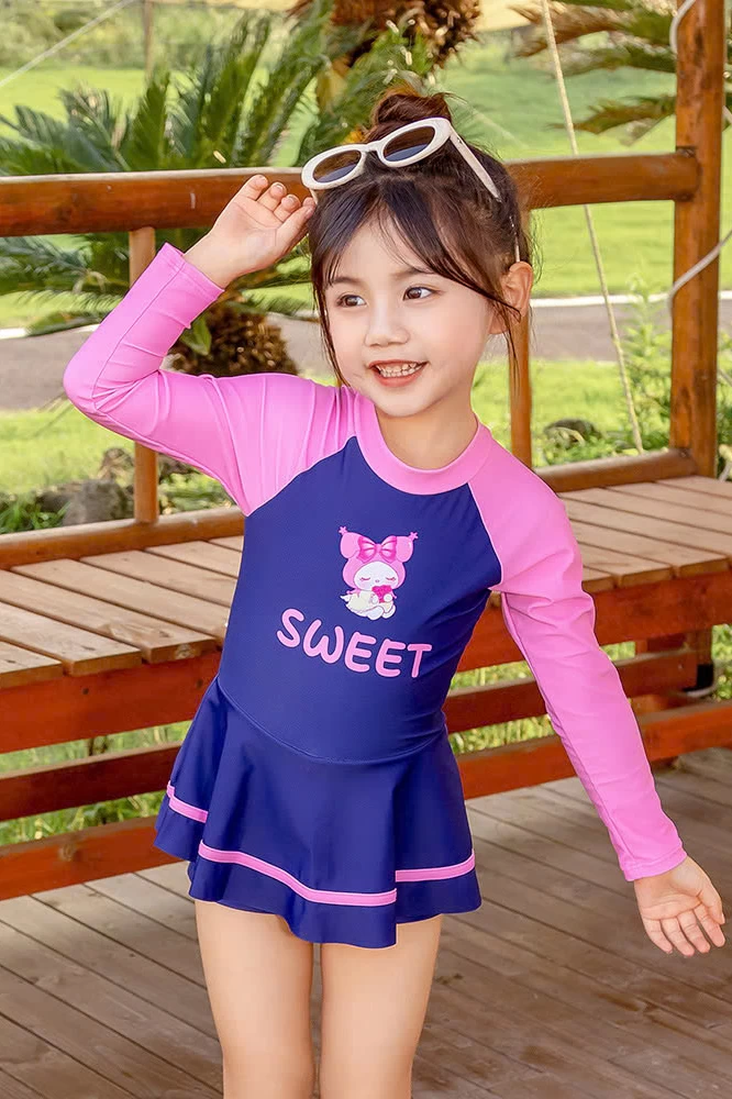 Đồ bơi bé gái dài tay dạng rời BB401