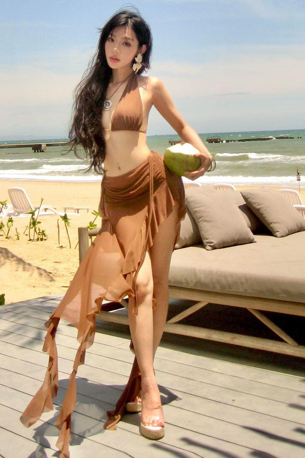 Bikini 3 mảnh màu nâu BKN1133