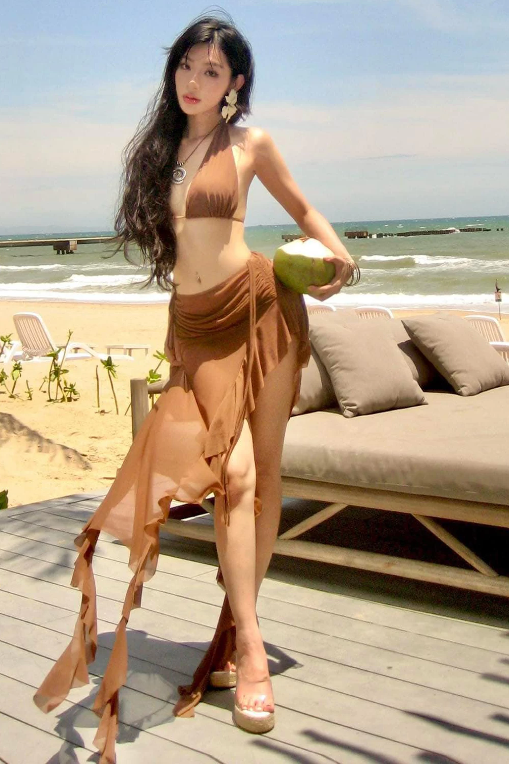 Bikini 3 mảnh màu nâu BKN1133