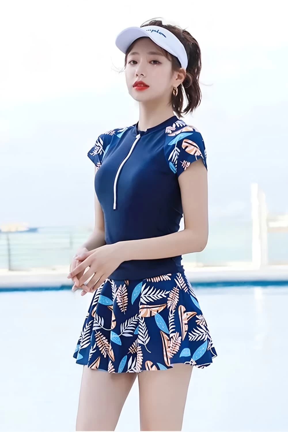 Đồ Bơi Nữ Kín Đáo Chống Nắng EVA SOLARA Họa Tiết Lá
