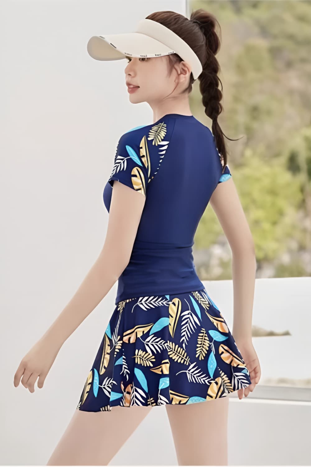 Đồ Bơi Nữ Kín Đáo Chống Nắng EVA SOLARA Họa Tiết Lá