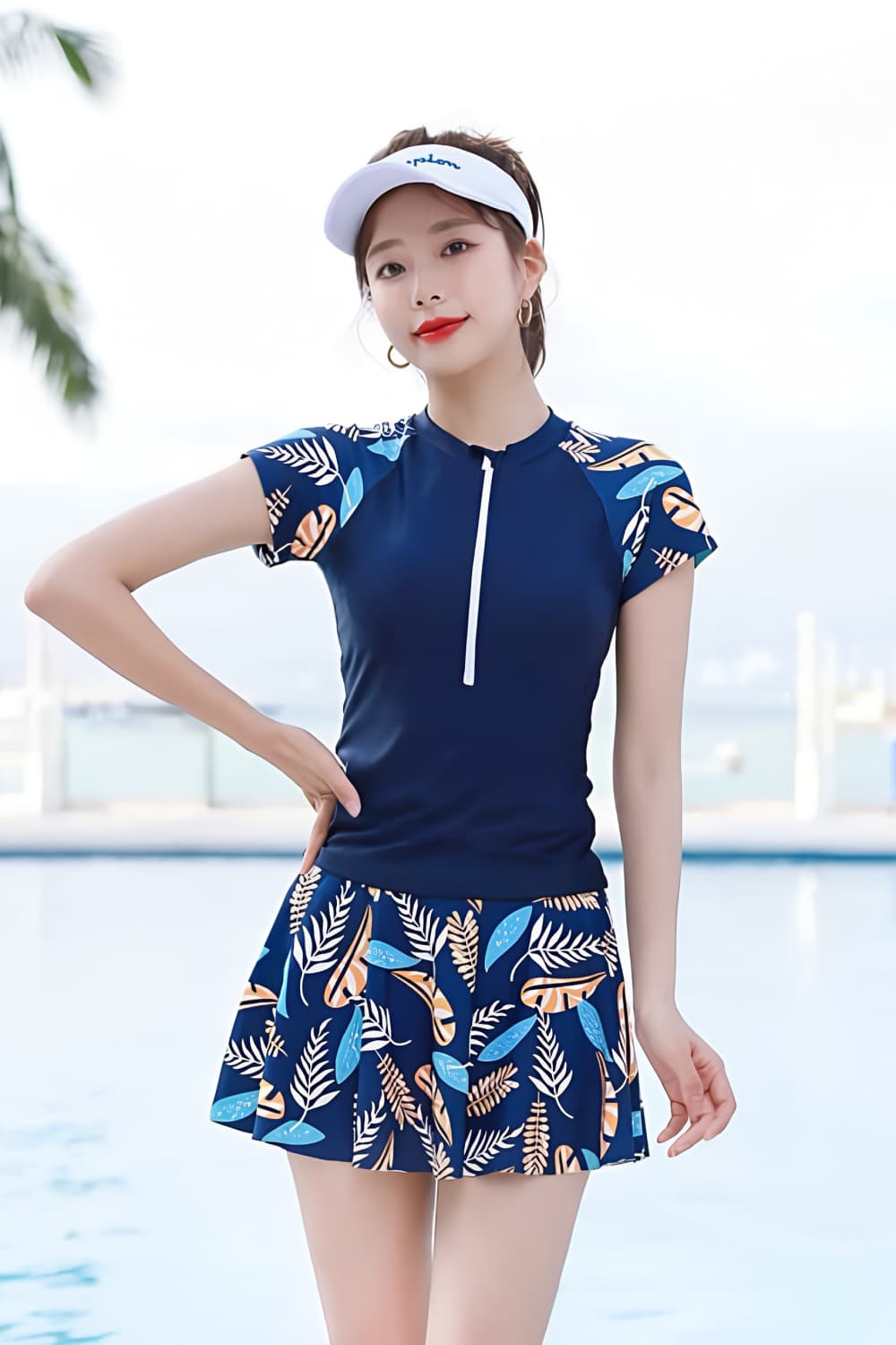 Đồ Bơi Nữ Kín Đáo Chống Nắng EVA SOLARA Họa Tiết Lá