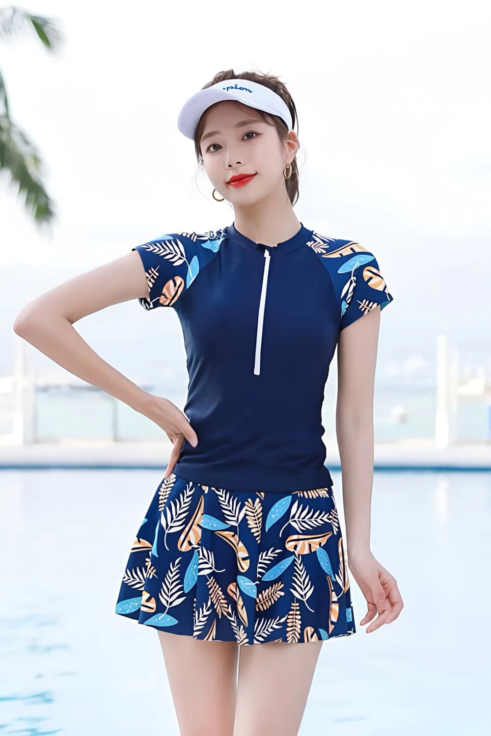 Đồ Bơi Nữ Kín Đáo Chống Nắng EVA SOLARA Họa Tiết Lá