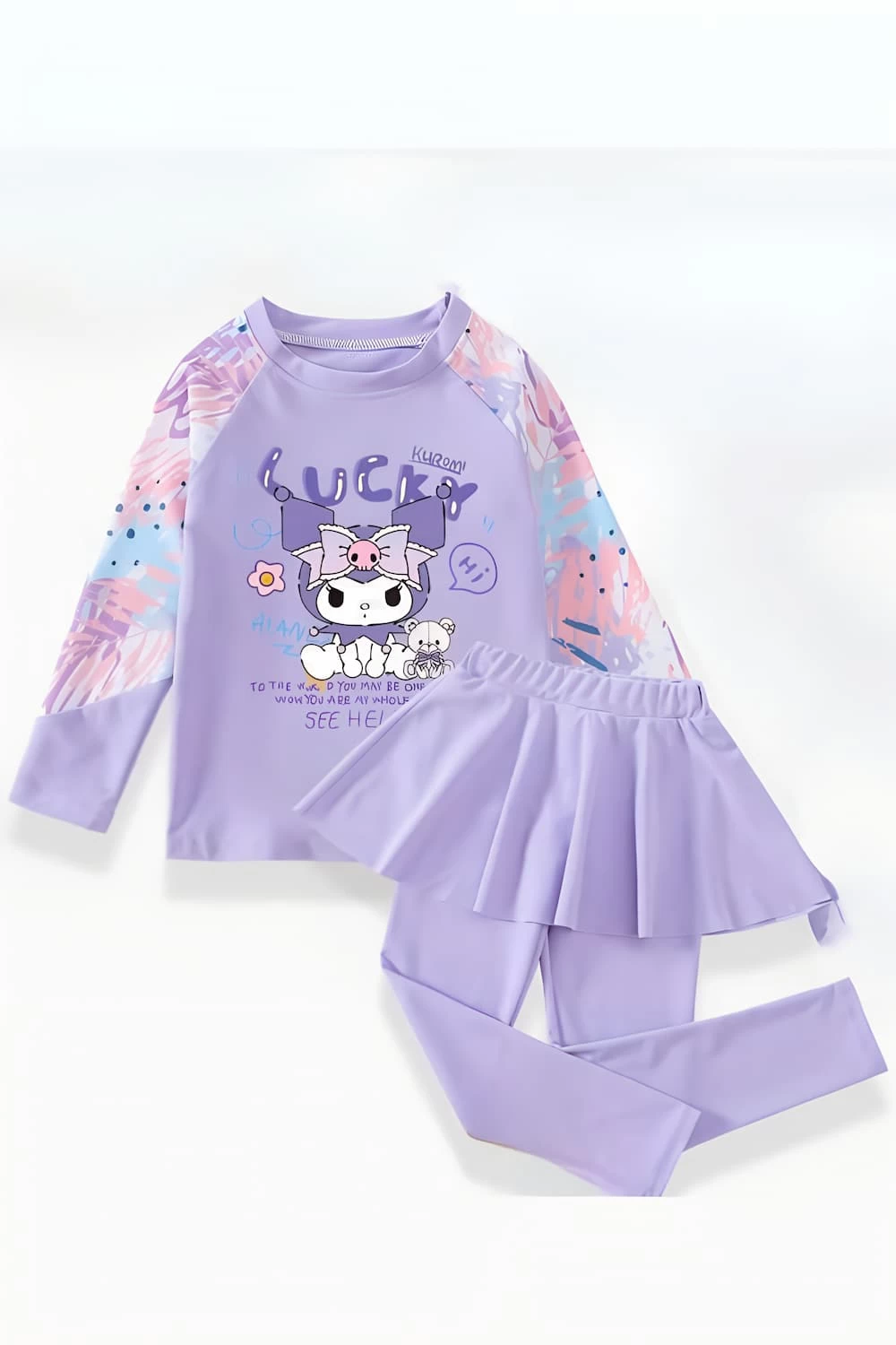 Đồ Bơi Bé Gái Dài Tay Chống Nắng Kuromi & Cinnamoroll