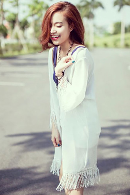 Áo khoác voan đi biển kimono AL37