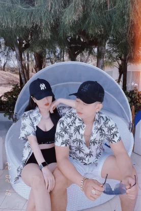 Áo sơ mi hawaii họa tiết cây dừa nhiệt đới (Unisex) ASM020