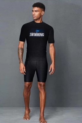 Bộ đồ bơi nam ngắn tay màu đen BBN10