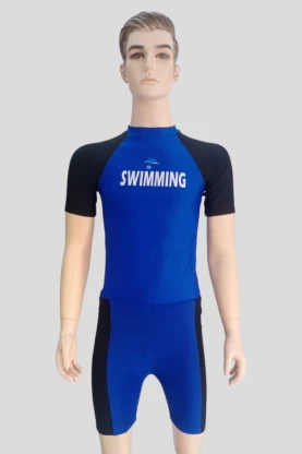 Bộ đồ bơi nam ngắn tay màu xanh BBN11
