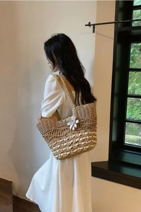 Túi cói đeo vai dệt thủ công TC12