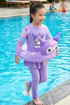 Đồ Bơi Bé Gái Dài Tay Chống Nắng Kuromi & Cinnamoroll